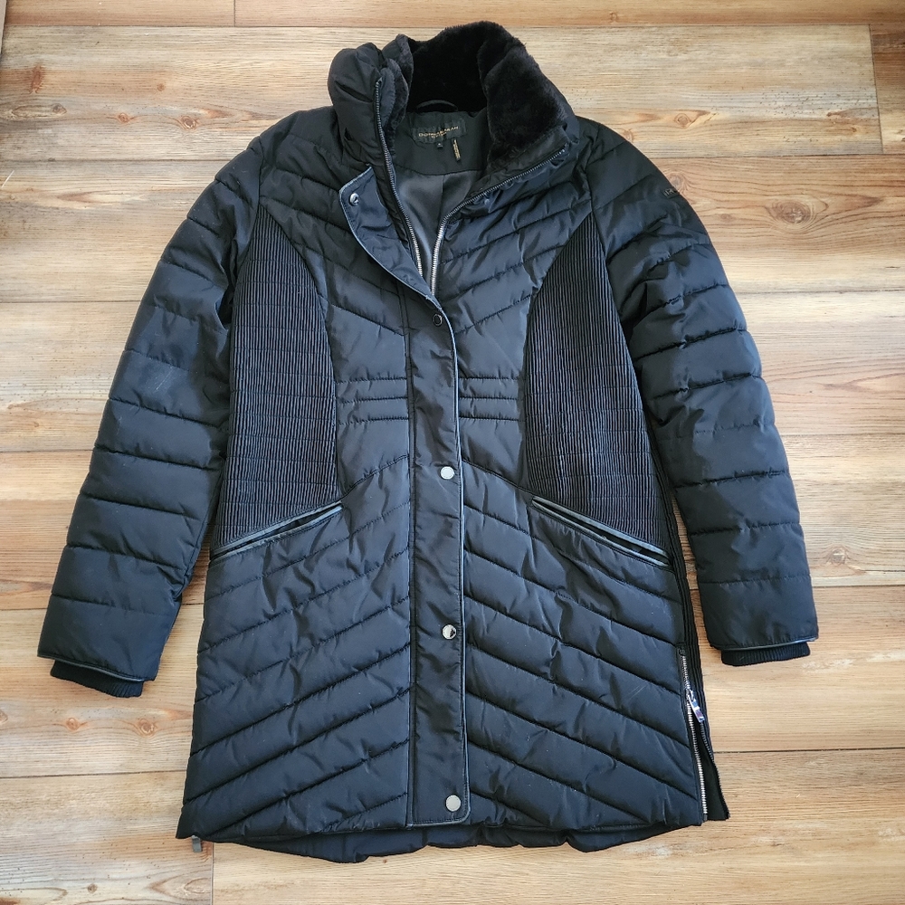 Donna Karan Puffer Coat Womens M Black